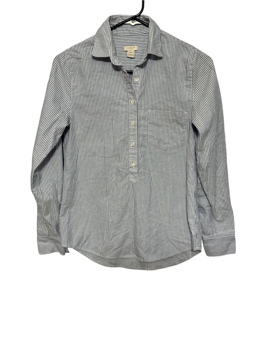 J. Crew Navy and White Striped Cotton Shirt - XXS